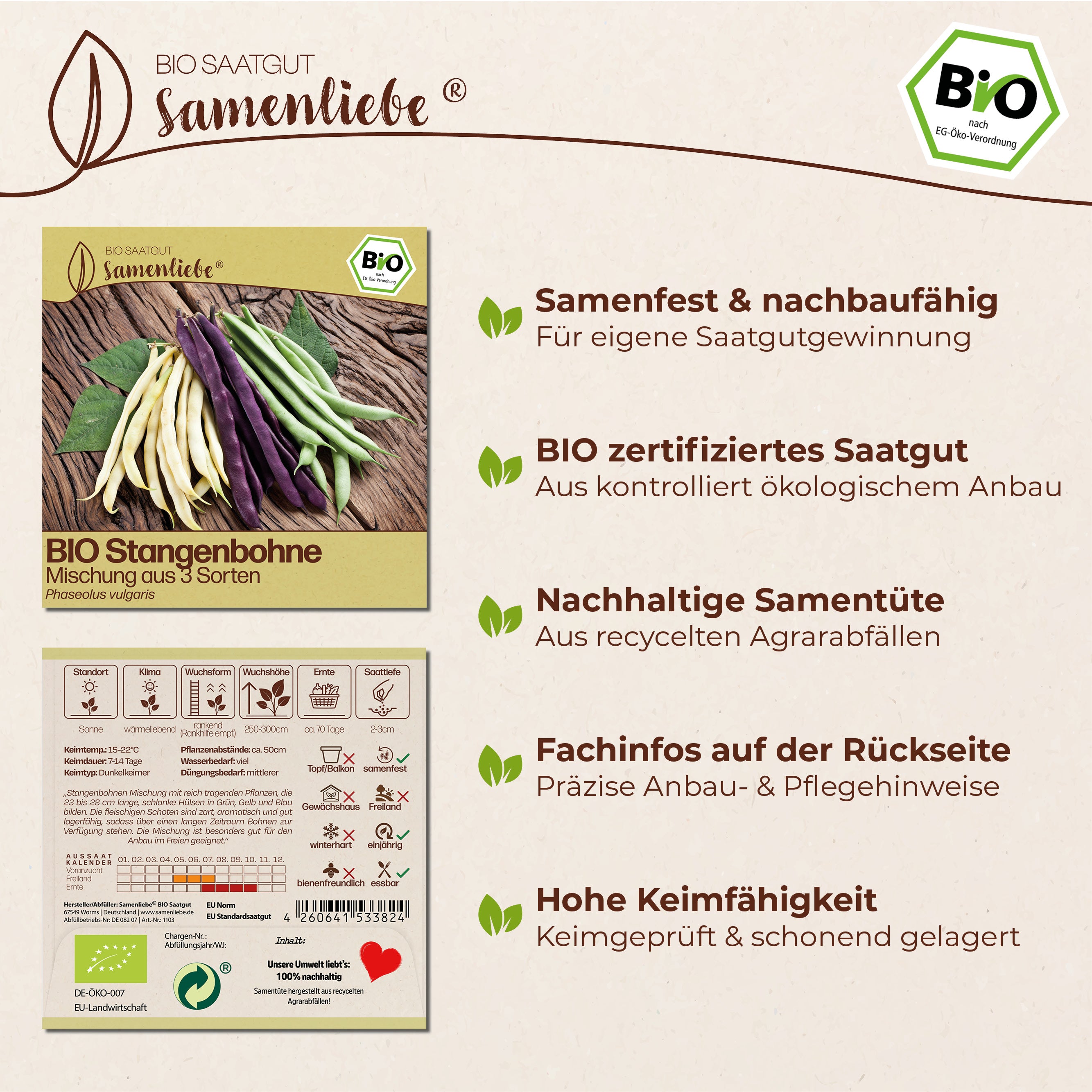 BIO Bohne "Mischung aus 3 Sorten"