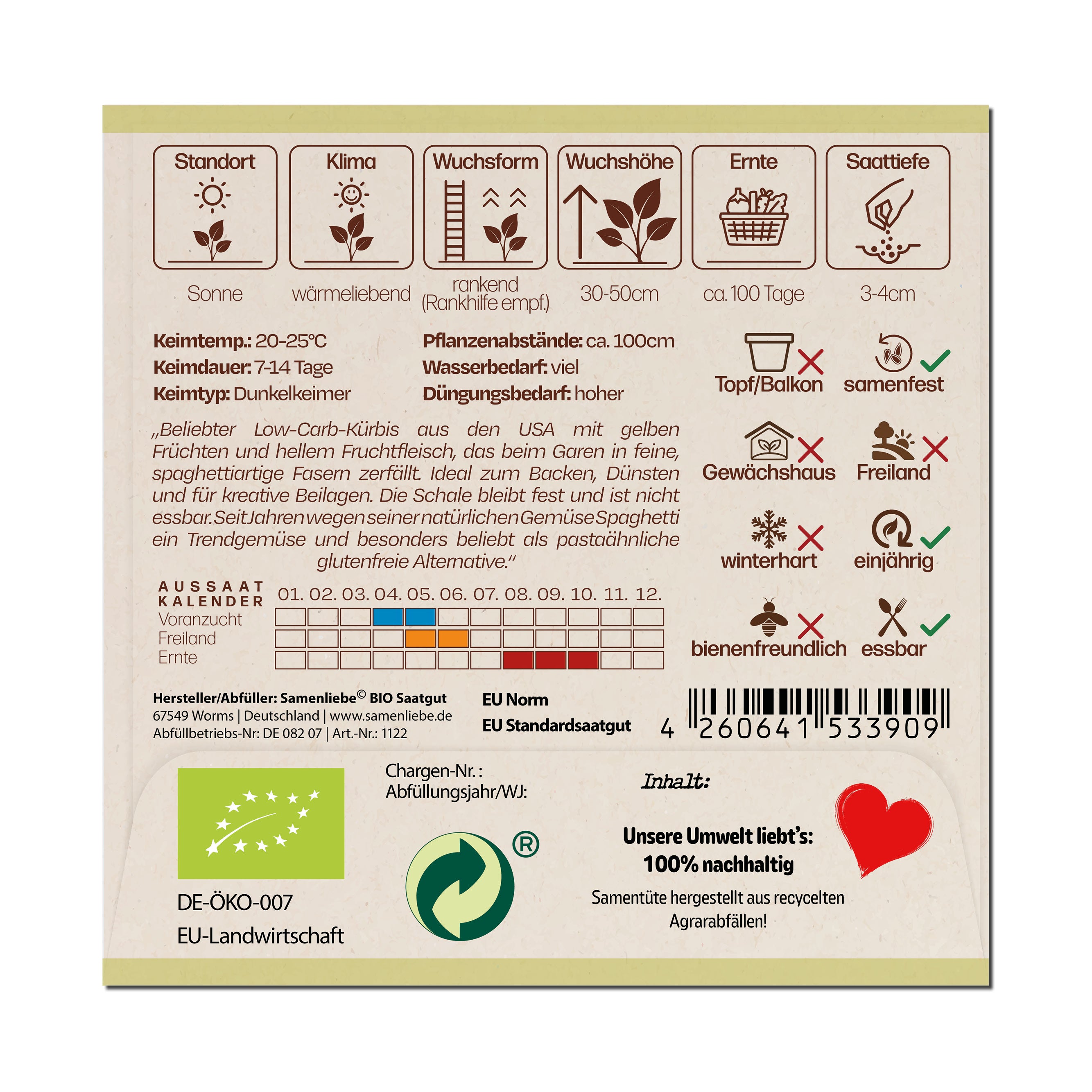 BIO Kürbis "Spaghetti Kürbis"