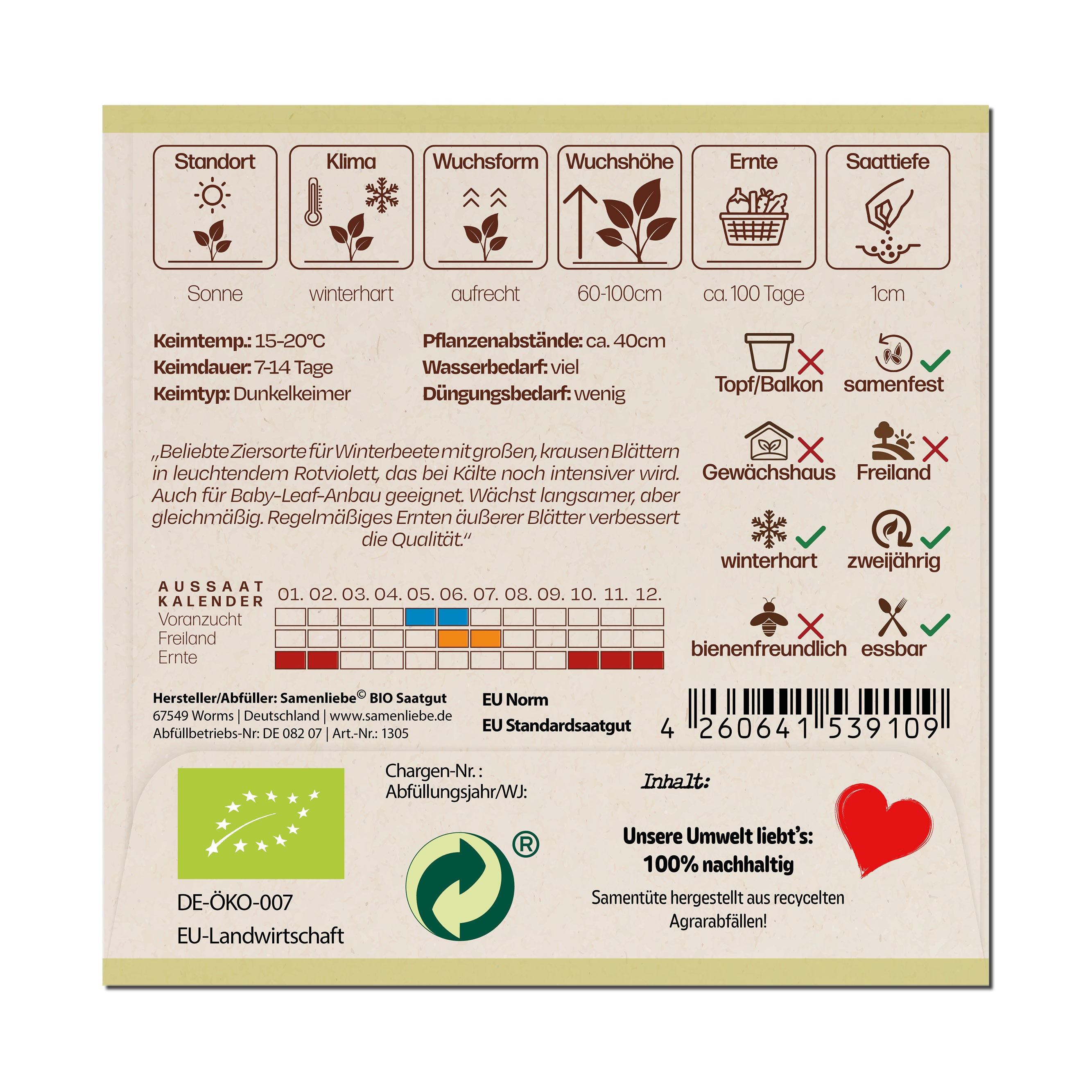 BIO Grünkohl "Roter Krauser"