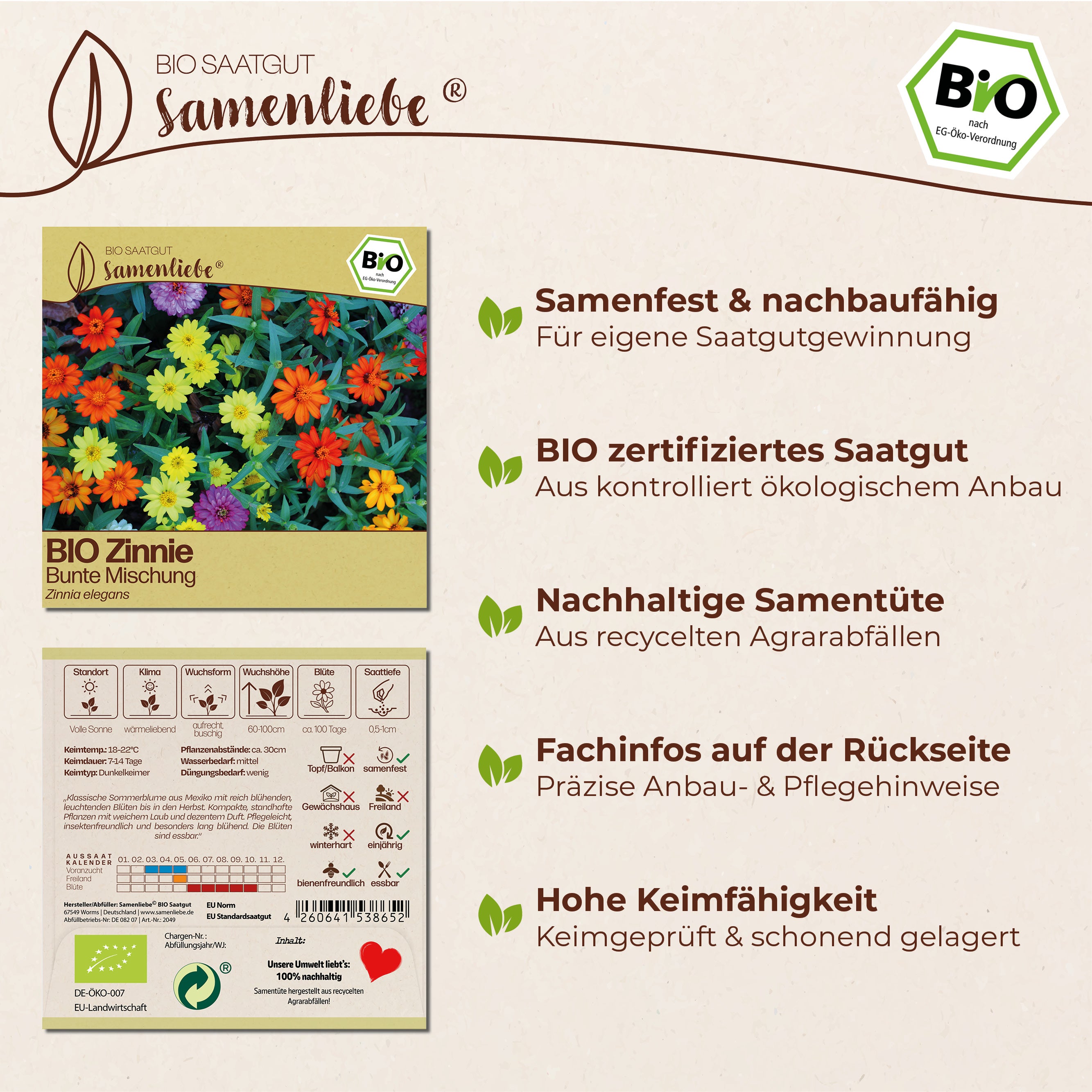 BIO Zinnie "Zierblume"