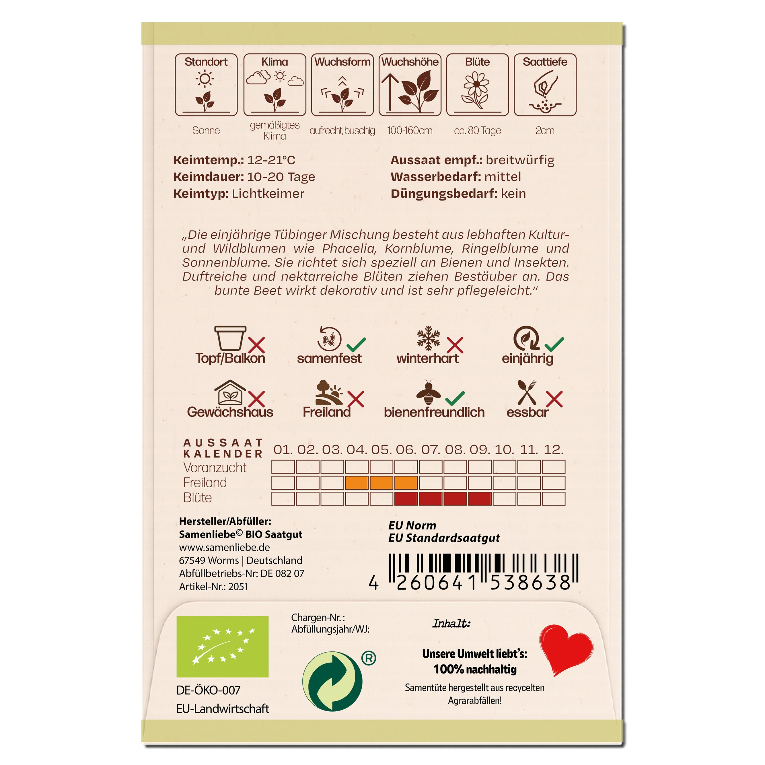 BIO Blumenmischung "Mischung für Bienen & Schmetterlinge"