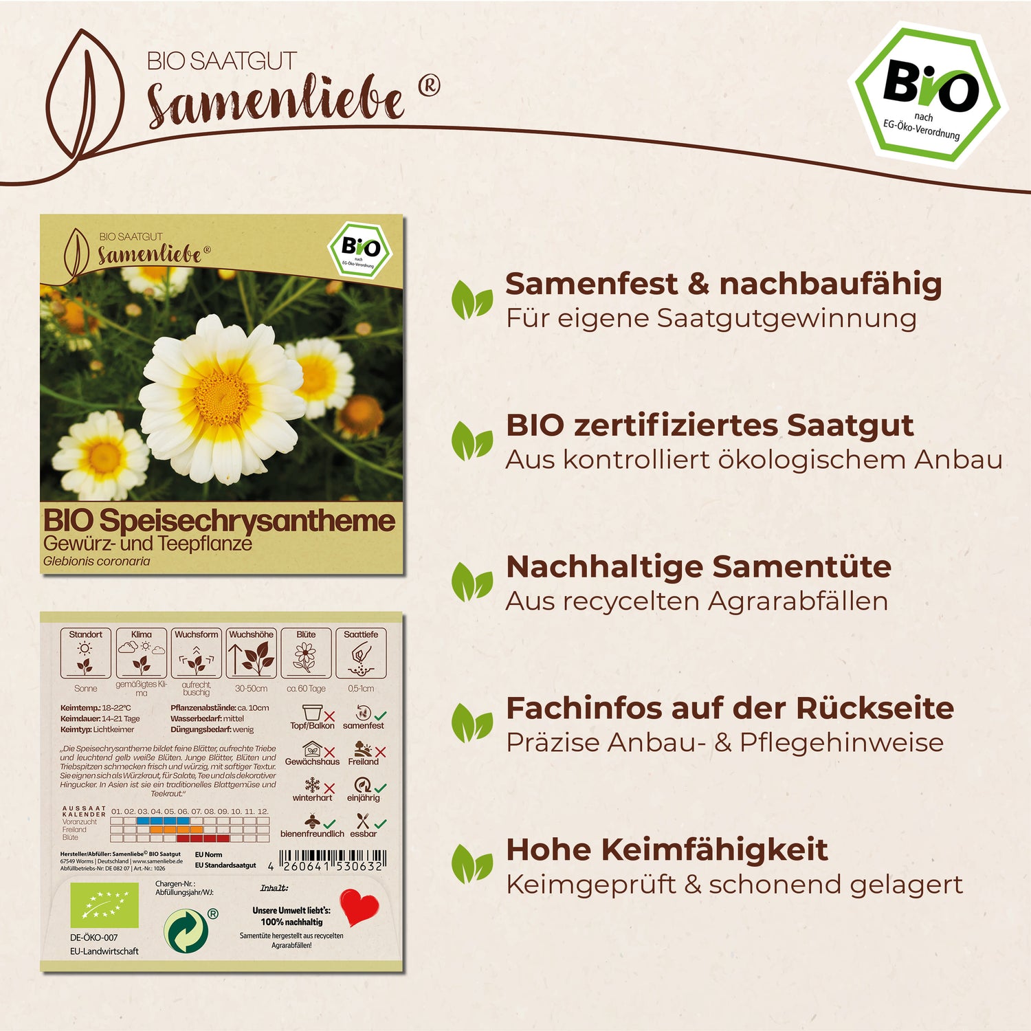 BIO Speisechrysantheme "essbare Blüten"