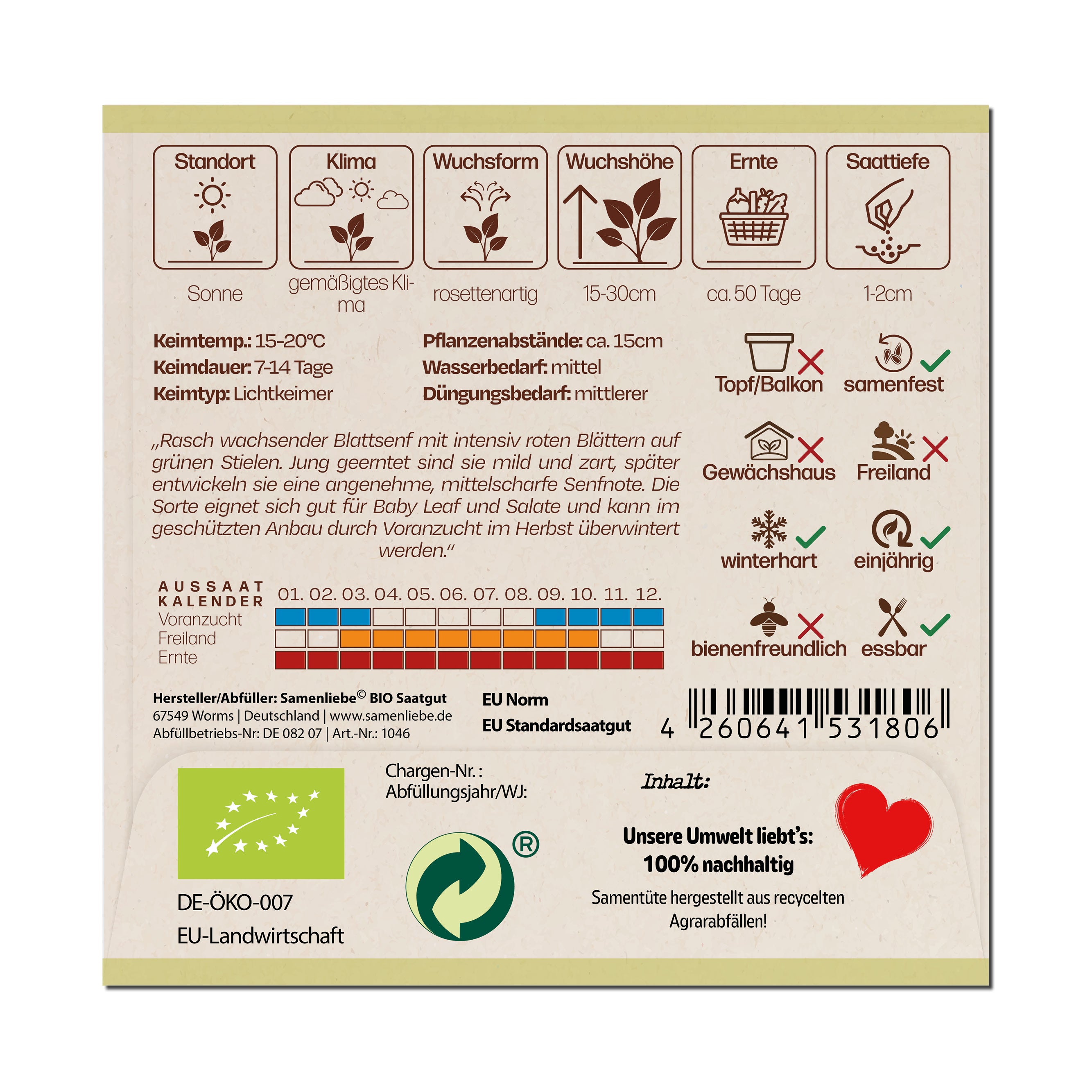 BIO Asia Salat "Moutarde rouge metis"