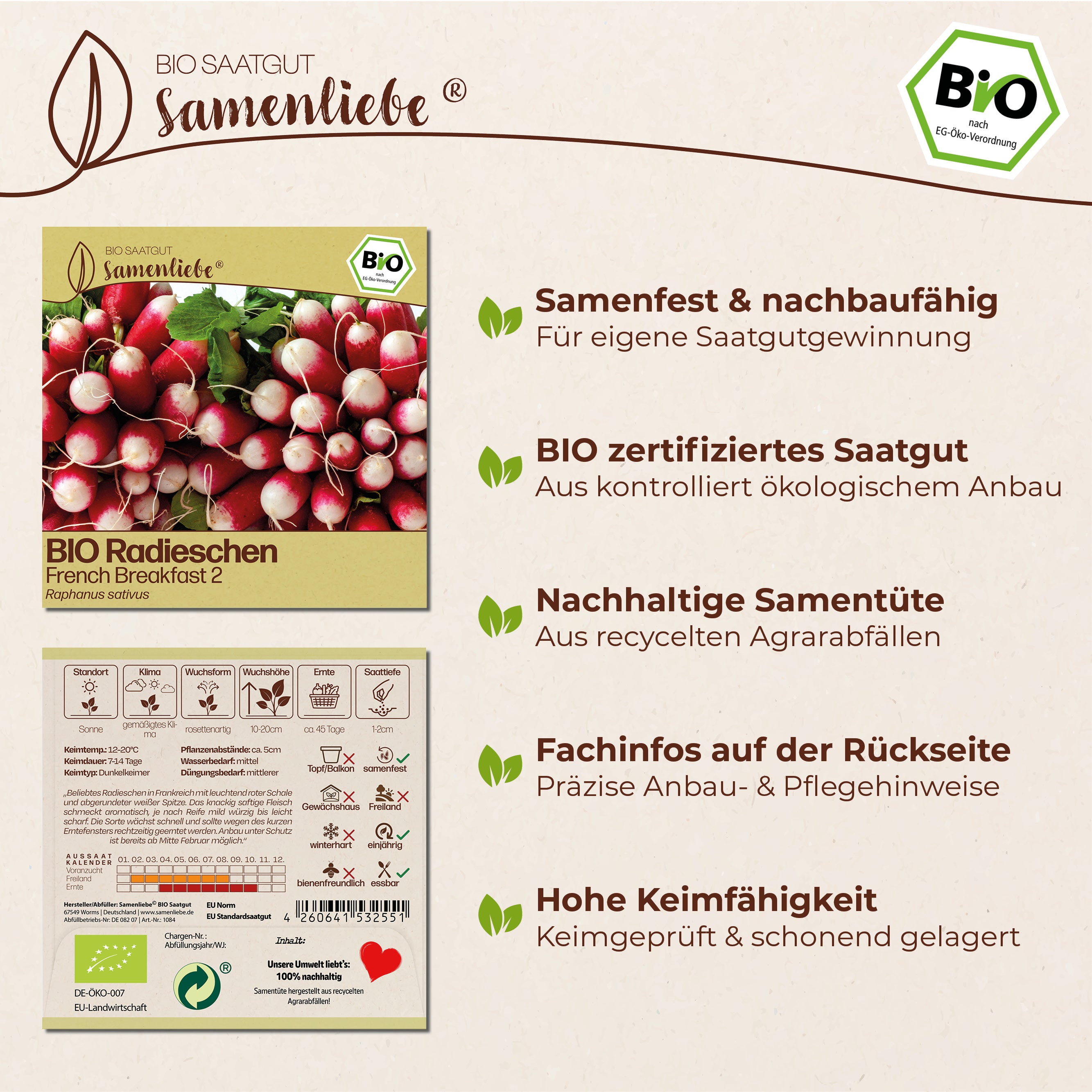 BIO Radieschen "French Breakfast 2"
