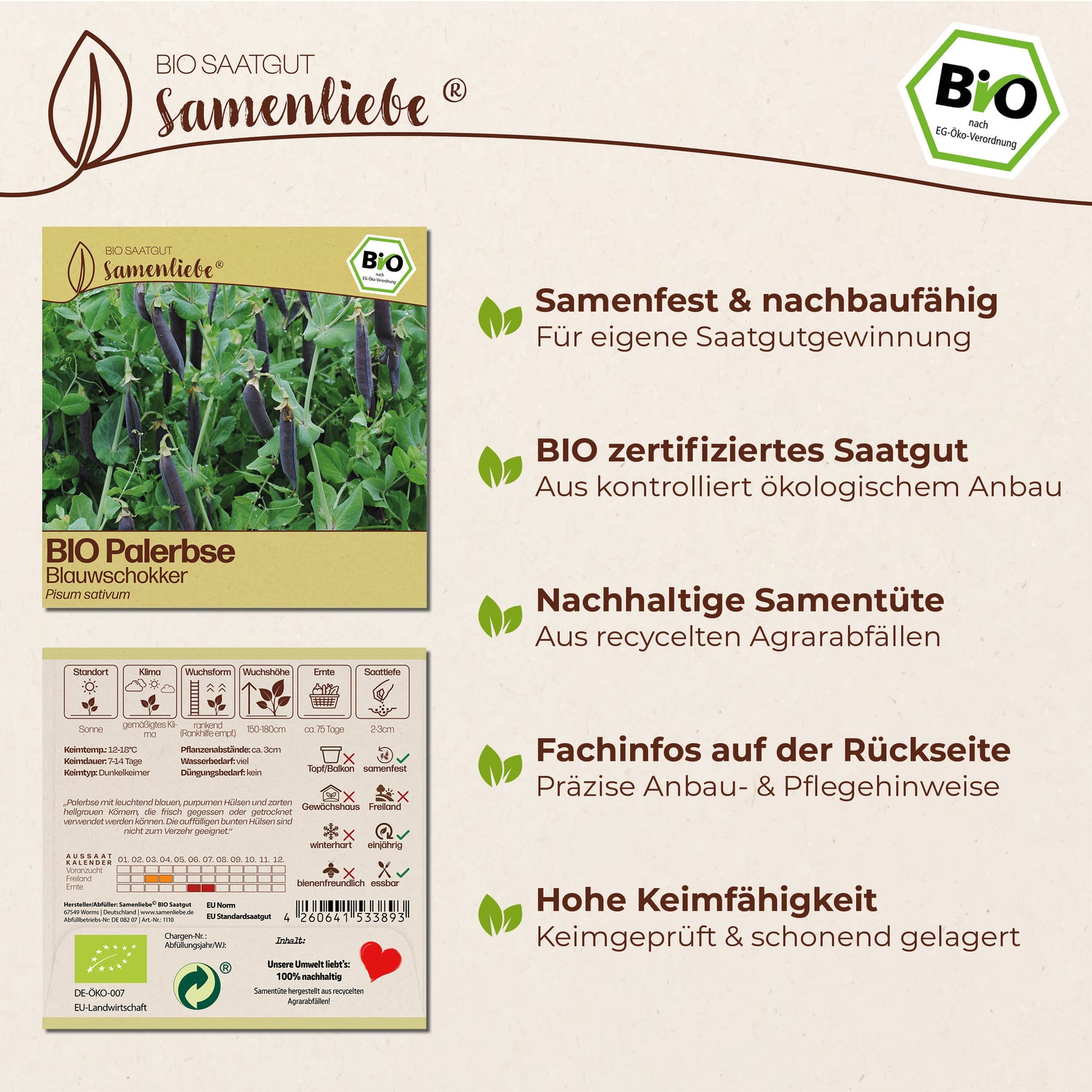 BIO Erbse "Blauwschokker"