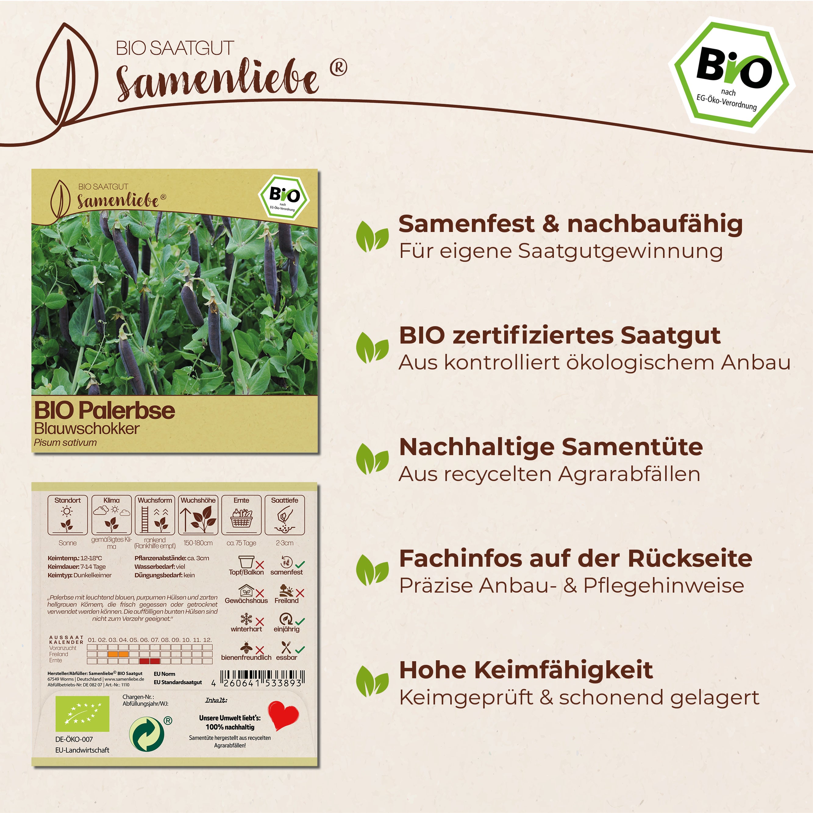 BIO Erbse "Blauwschokker"
