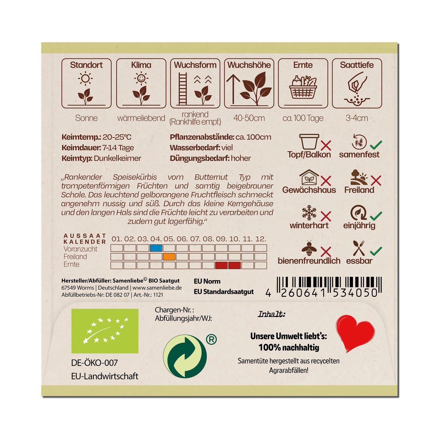 BIO Kürbis "Glatter Butternut"