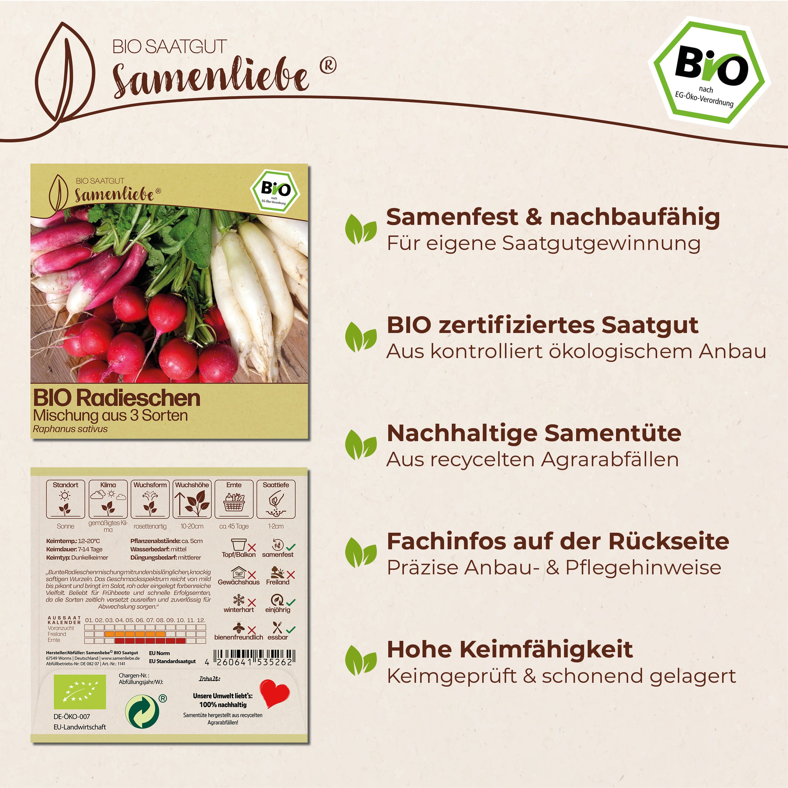 BIO Radieschen "Mischung aus 3 Sorten"