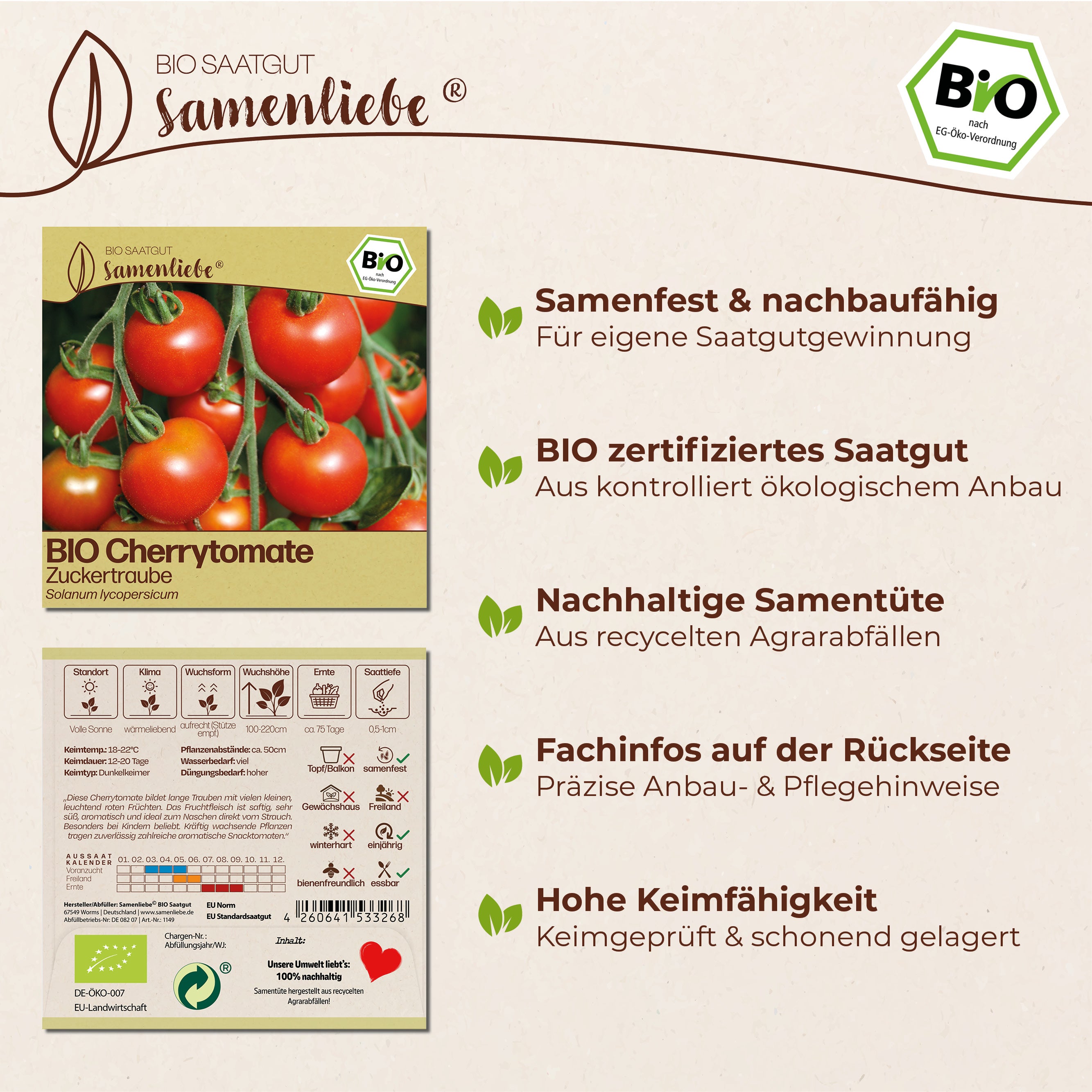 BIO Tomate "Cherrytomate Zuckertraube"