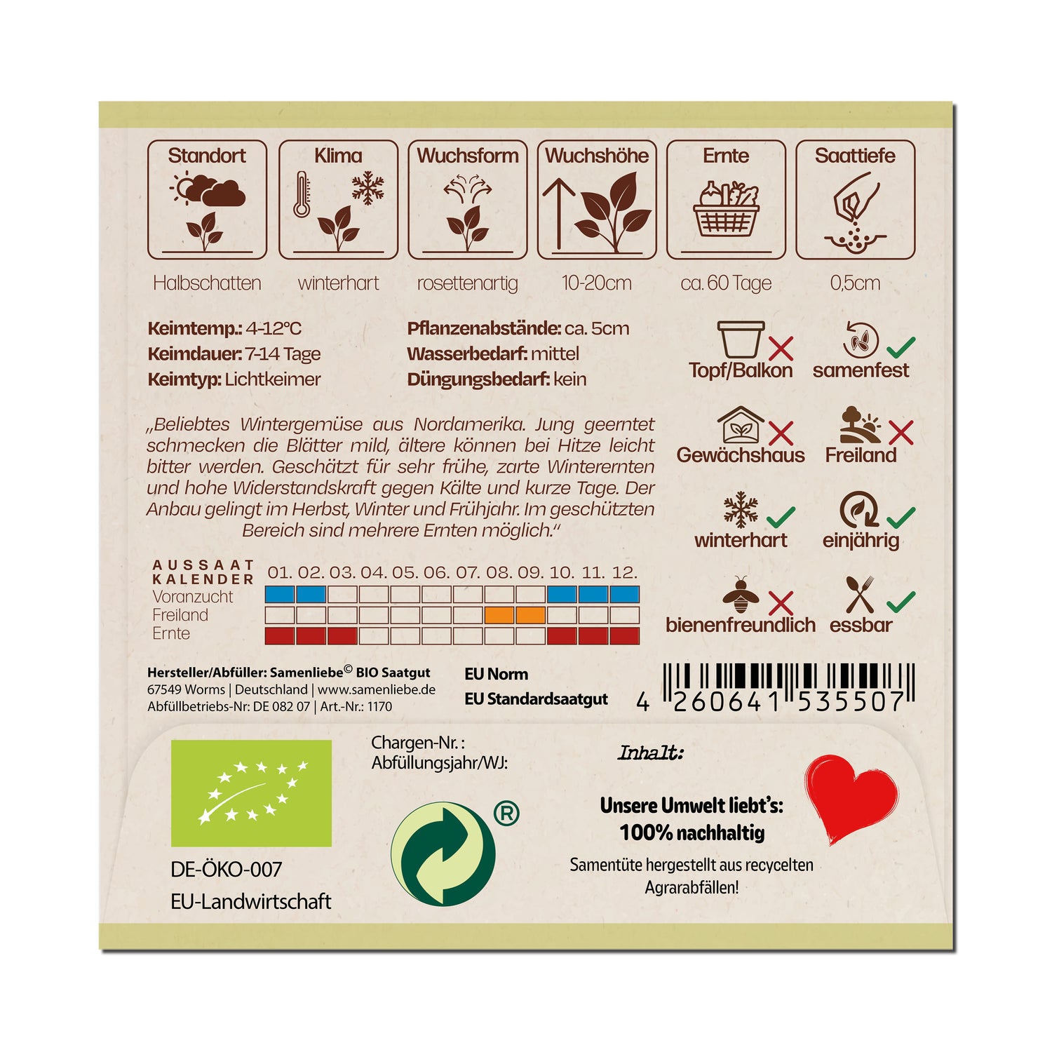 BIO Winterpostelein "Winterportulak Kubaspinat"