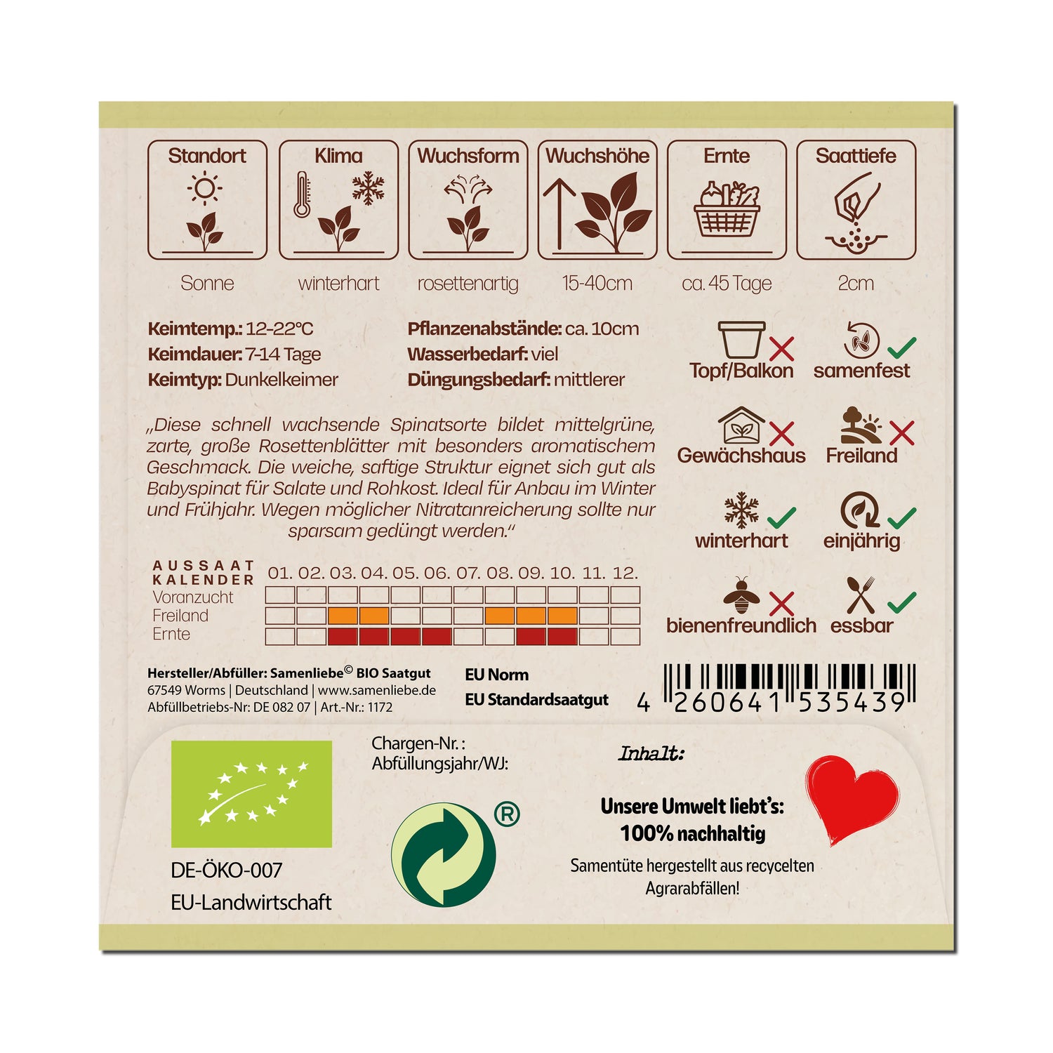 BIO Spinat "Winterriesen Verdil"