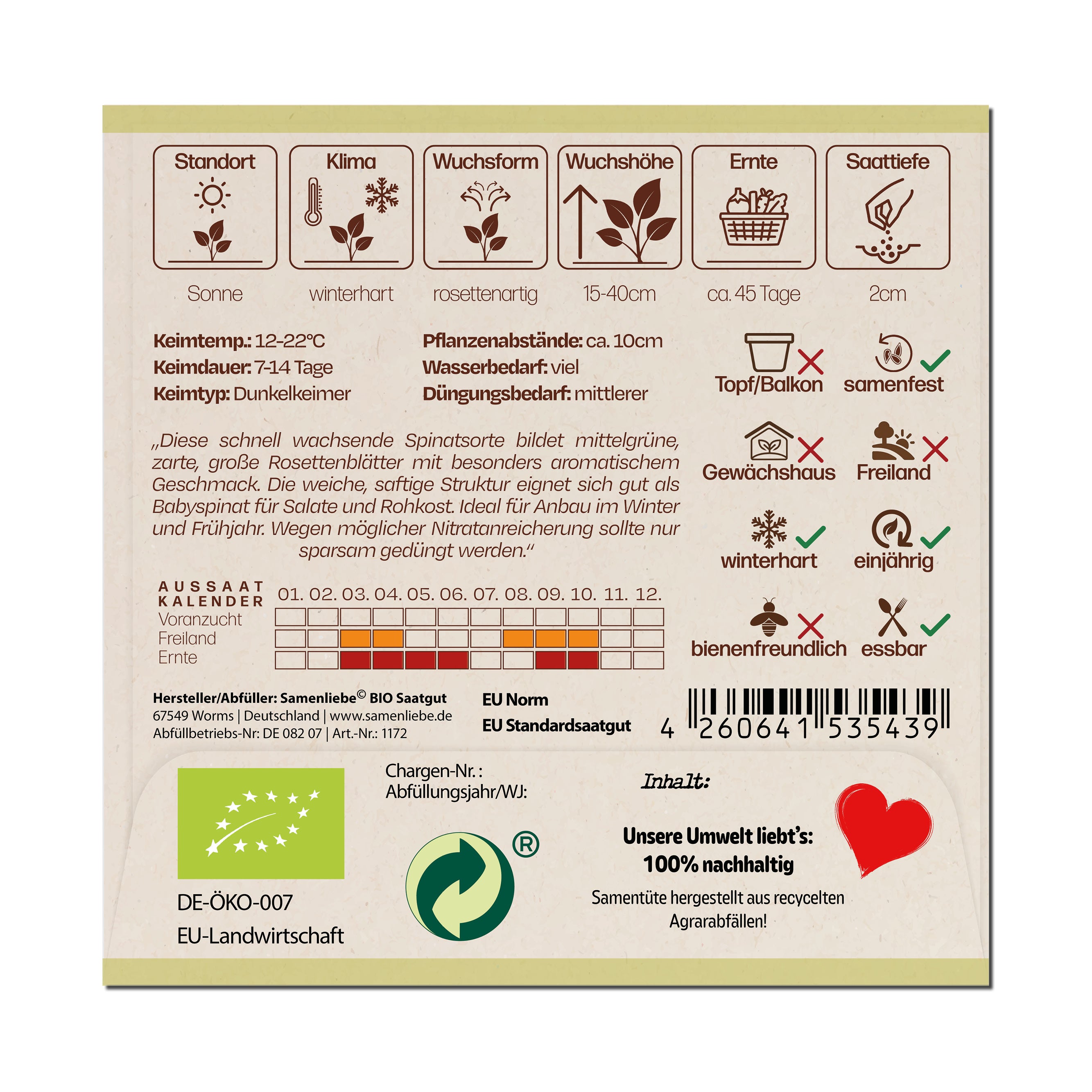 BIO Spinat "Winterriesen Verdil"