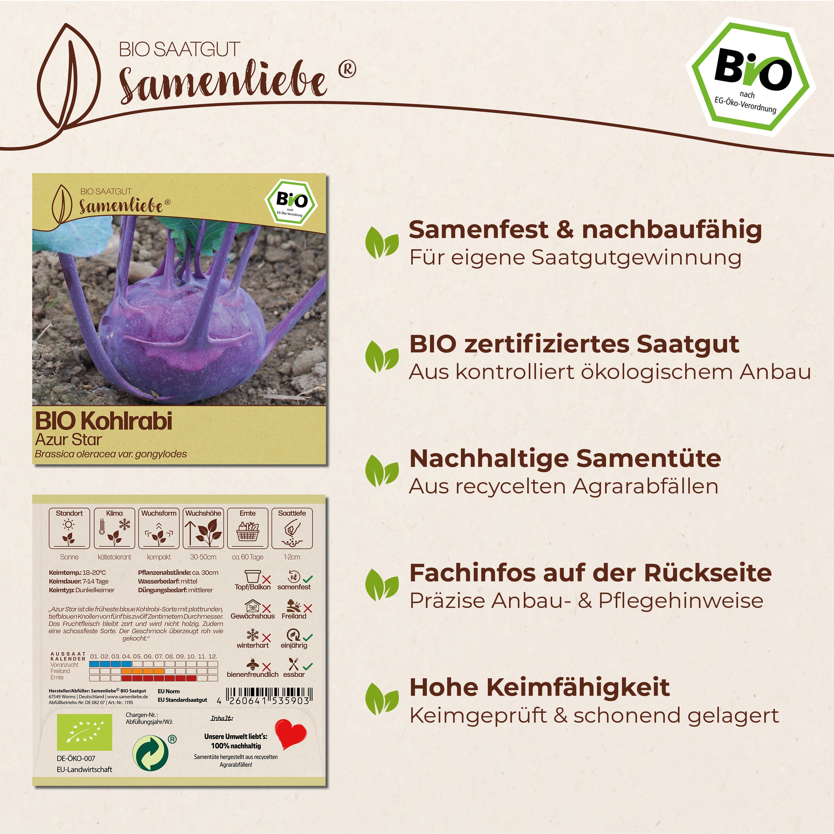 BIO Kohlrabi "Azur Star"