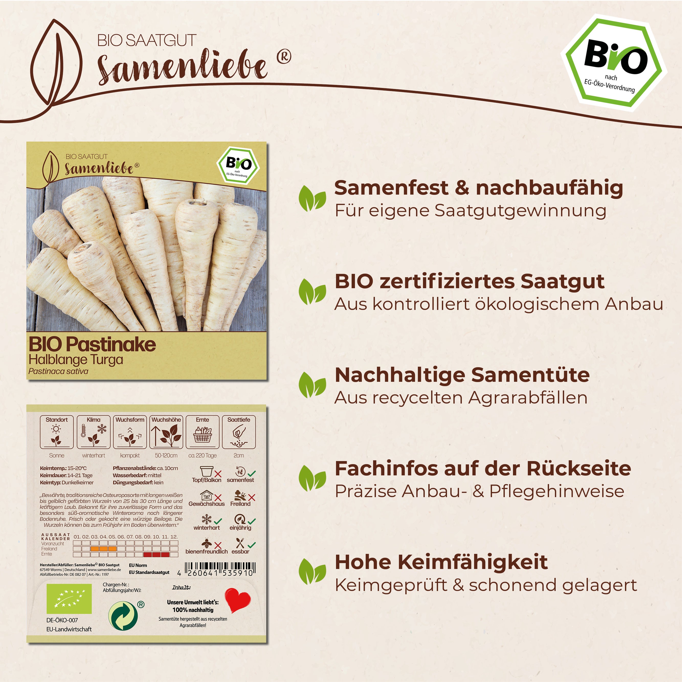 BIO Pastinake "Halblange Turga"