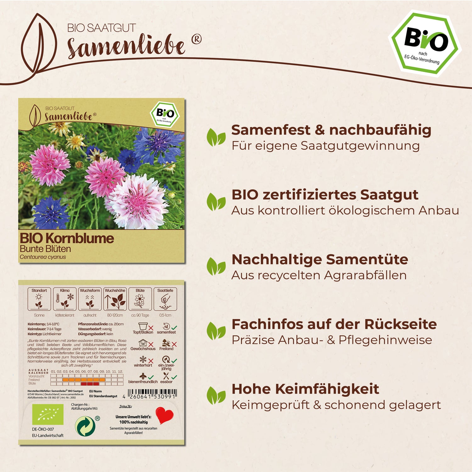 BIO Kornblume "Bunte Blüten"