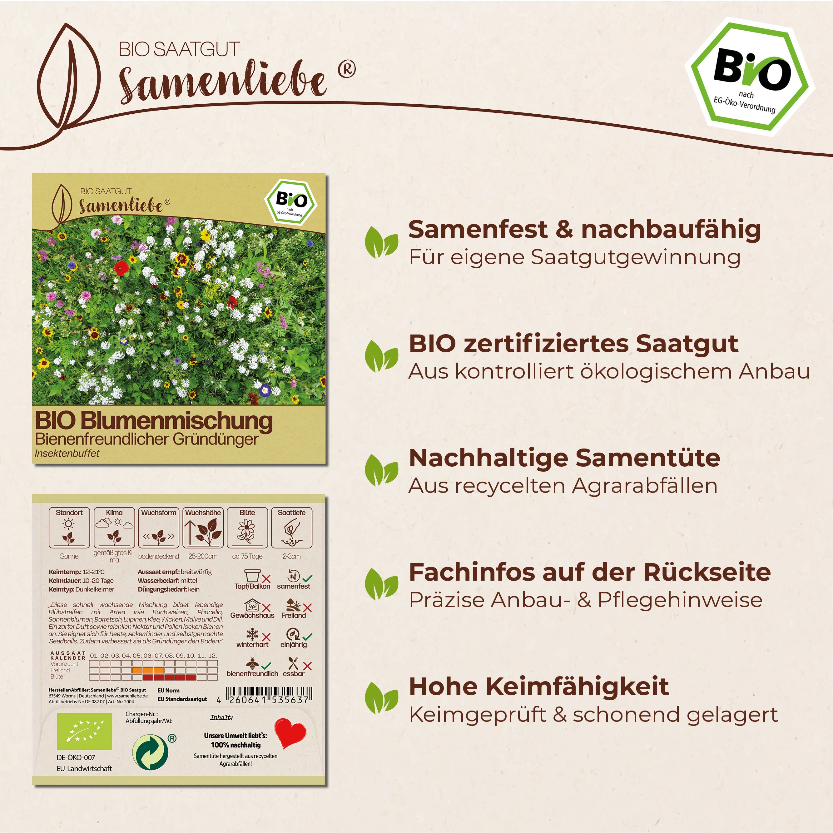 BIO Blumenmischung "Bienenfreundlicher Gründünger"