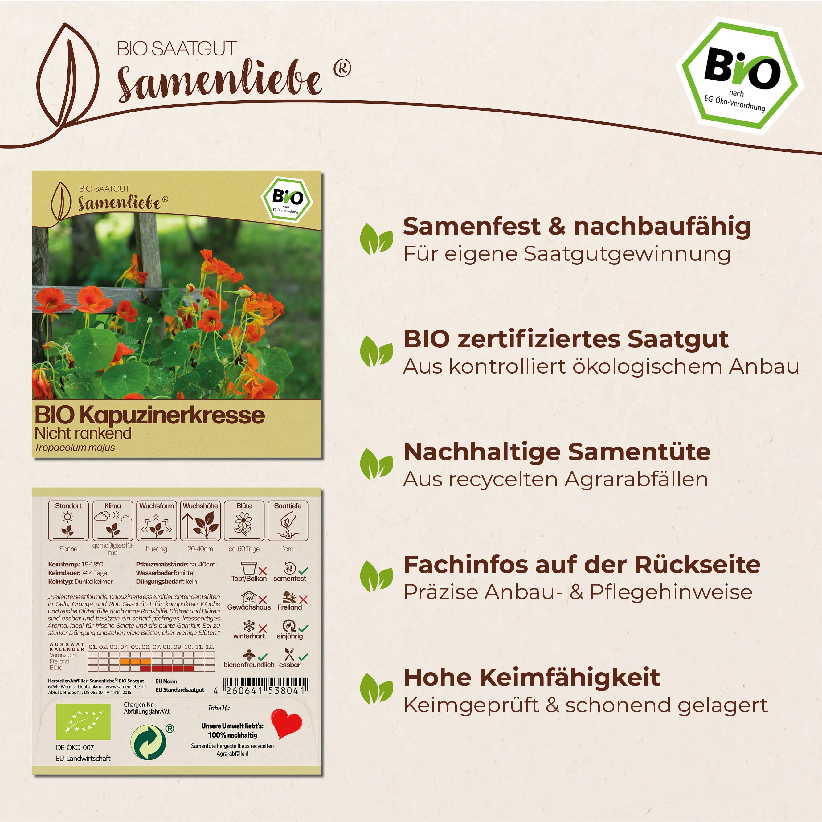BIO Kapuzinerkresse "Nicht rankend"