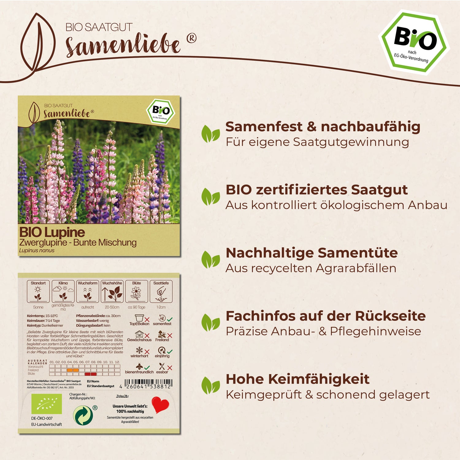 BIO Zwerglupine "Bunte Mischung"
