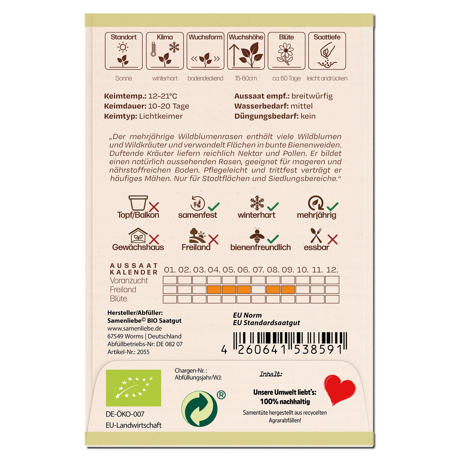 BIO Wildblumenrasen "Mischung mit Wildblumen &amp; Wildkräutern"