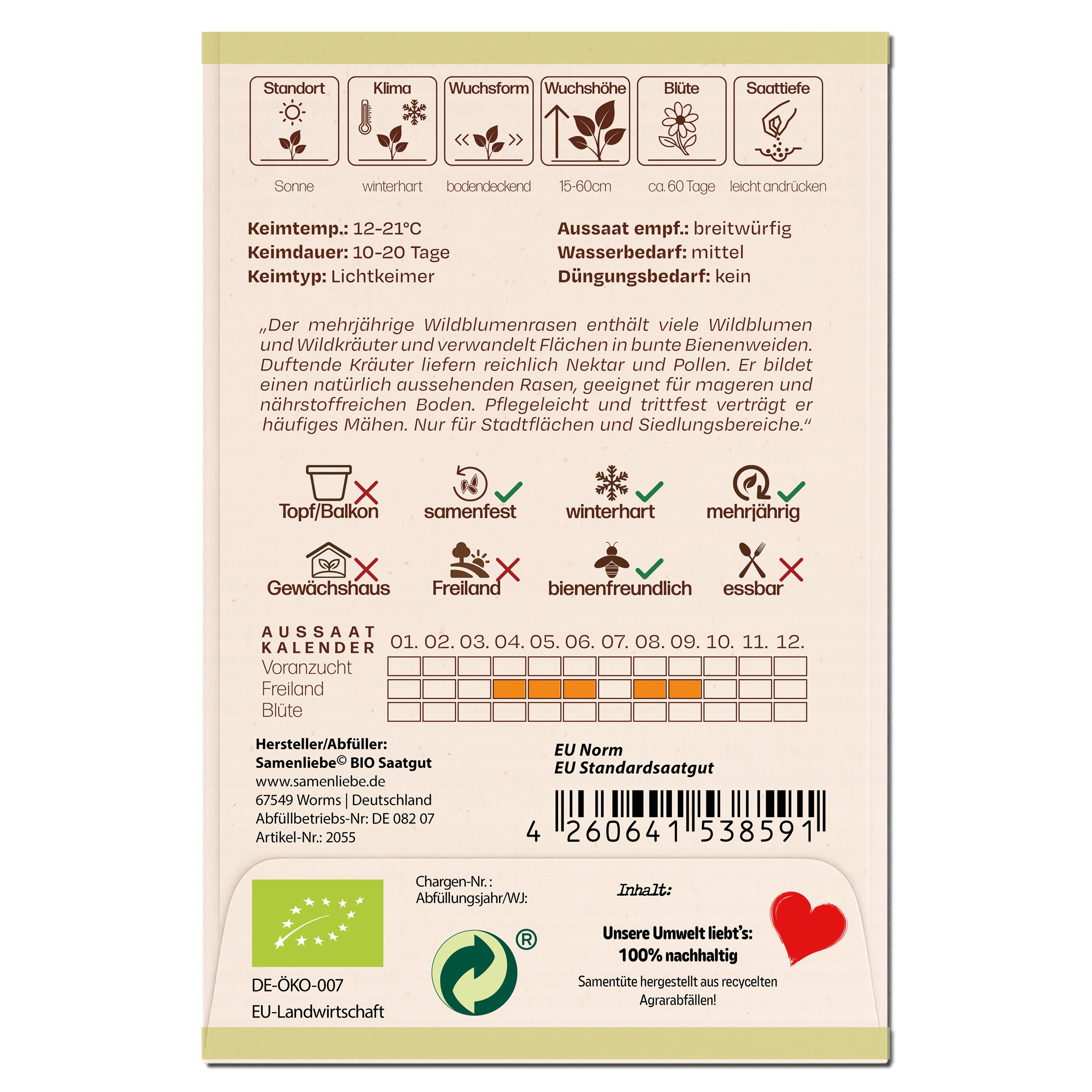 BIO Wildblumenrasen "Mischung mit Wildblumen &amp; Wildkräutern"